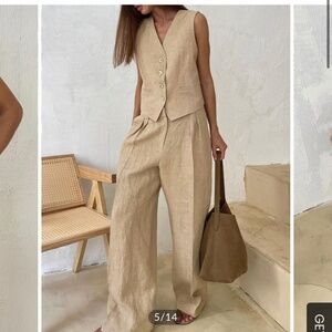 Cotton and linen pants and top (set)